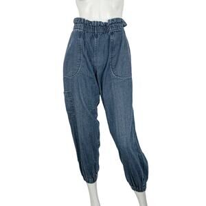Pietsie Baja Paperbag Pants in blue denim Size M Made in CA